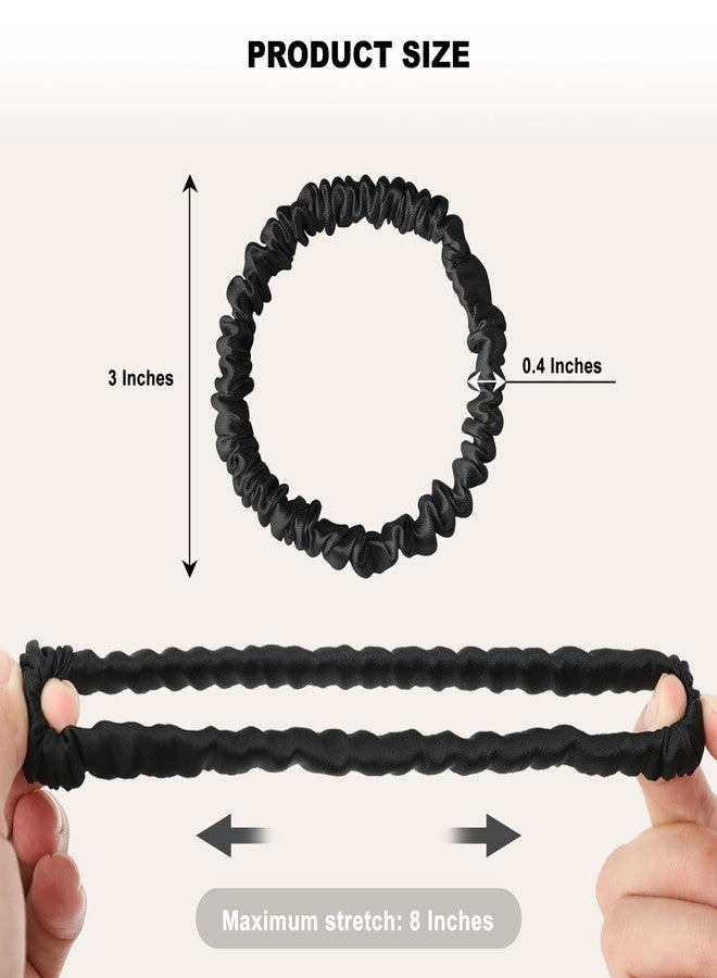 ZHENSILK 8Pcs Silk Scrunchies Hair Ties for Women & Girls, Mulberry Silk Scrunchies No-Damage Thin Satin Ponytail Holders for Hair Care(Clolor 09) - Image 3